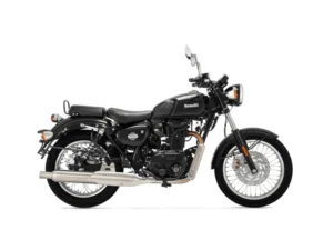 Benelli Imperiale 400 en color negro, vista lateral mostrando su diseño clásico y elegante.