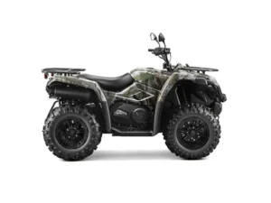 CFMOTO CFORCE 450S squad negro con camuflaje, vehículo todoterreno robusto y con diseño camuflado.