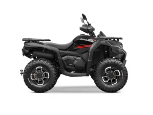 CFMOTO CFORCE 625 negro, vehículo todoterreno robusto con diseño resistente y alto rendimiento.