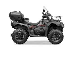 CFMOTO CFORCE 625 OVERLAND negro con camuflaje gris, ATV todoterreno de alto rendimiento con diseño robusto y elegante