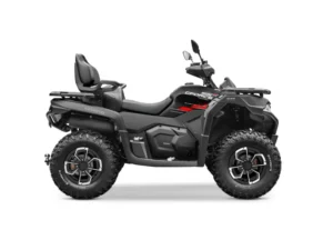 CFMOTO CFORCE 625 TOURING negro con reflejos rojos, vehículo todoterreno de alto rendimiento con diseño elegante y dinámico.