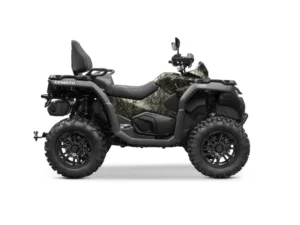 CFMOTO CFORCE 850 TOURING negro con revestimiento de camuflaje, vehículo todoterreno robusto y de alto rendimiento.