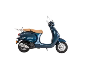 MITT RT 50/125 en color azul metalizado, scooter de estilo retro con diseño clásico y tecnología moderna.