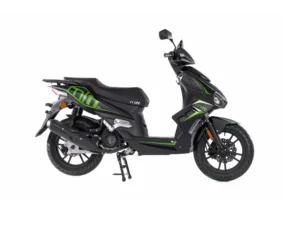 MITT TT 125 en color negro y verde, motocicleta de estilo trail con diseño robusto y funcional.