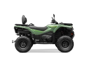 CFMOTO CForce 450L 23 en colores negro y verde, vista lateral mostrando su diseño robusto y todoterreno.